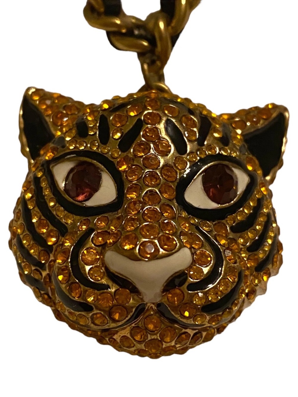 Rare Betsey Johnson Necklace Asian Jungle Tiger Pendant Hard To Find